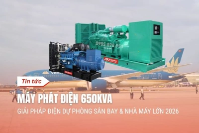 Máy Phát Điện 650kVA Giải Pháp Điện Dự Phòng Sân Bay & Nhà Máy Lớn 2026