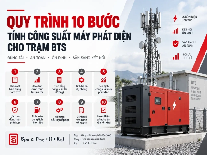 Quy trình 10 bước tính công suất máy phát điện cho trạm BTS