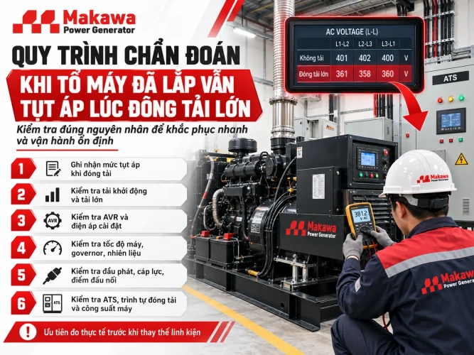 Quy trình chẩn đoán khi tổ máy đã lắp vẫn tụt áp lúc đóng tải lớn Quy trình chẩn đoán khi tổ máy đã lắp vẫn tụt áp lúc đóng tải lớn