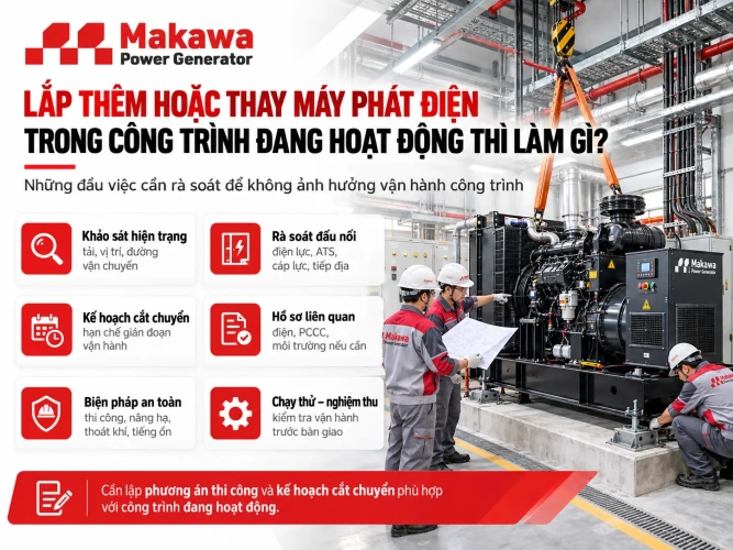 Lắp thêm hoặc thay máy phát điện trong công trình đang hoạt động thì làm gì? Lắp thêm hoặc thay máy phát điện trong công trình đang hoạt động thì làm gì?