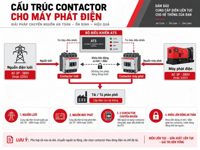 Cấu trúc contactor cho máy phát điện