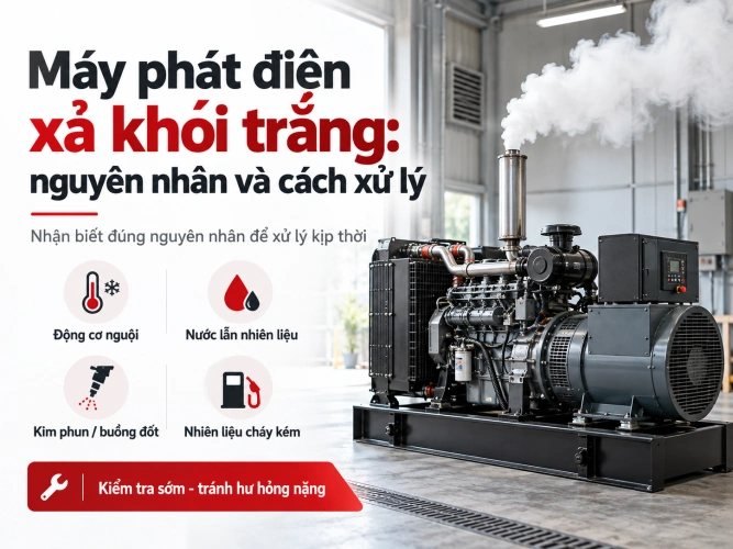 Máy phát điện xả khói trắng: nguyên nhân và cách xử lý Máy phát điện xả khói trắng: nguyên nhân và cách xử lý