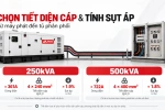 Chọn tiết diện cáp và tính sụt áp từ máy phát đến tủ phân phối: ví dụ tổ máy 250kVA và 500kVA