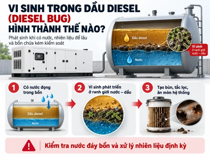 Vi sinh trong dầu diesel ("diesel bug") hình thành thế nào?