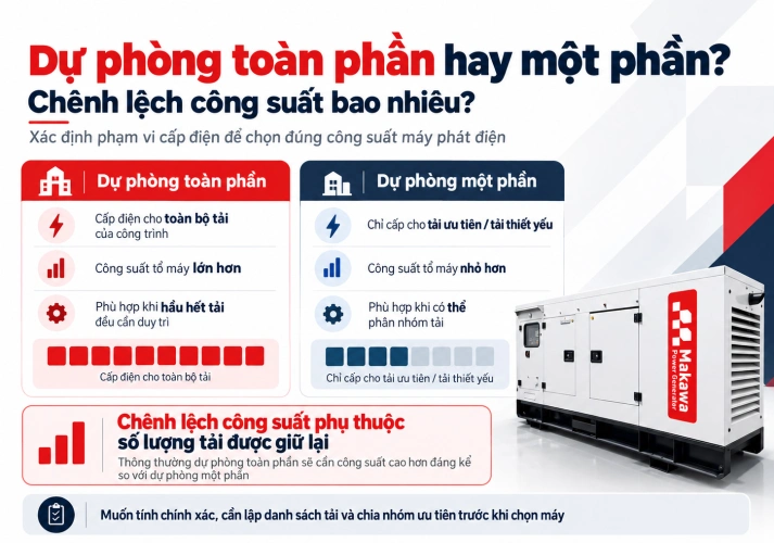 Dự phòng toàn phần hay một phần: chênh lệch công suất bao nhiêu?