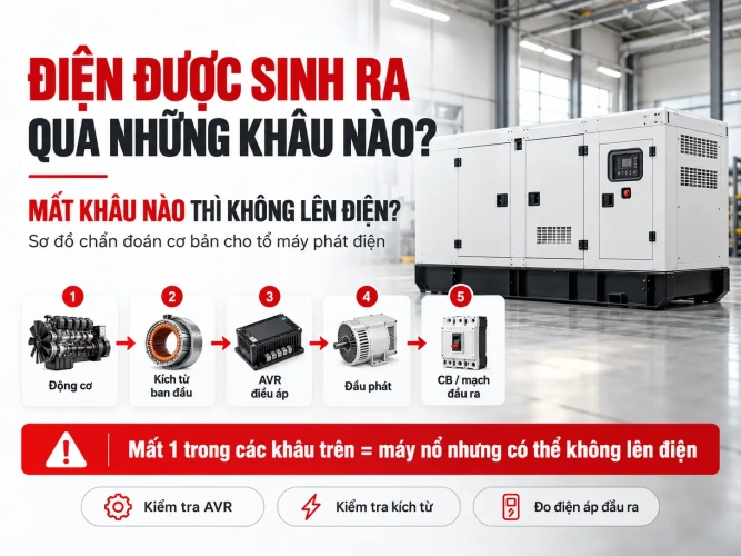 Điện được sinh ra qua những khâu nào, và mất khâu nào thì không lên điện?