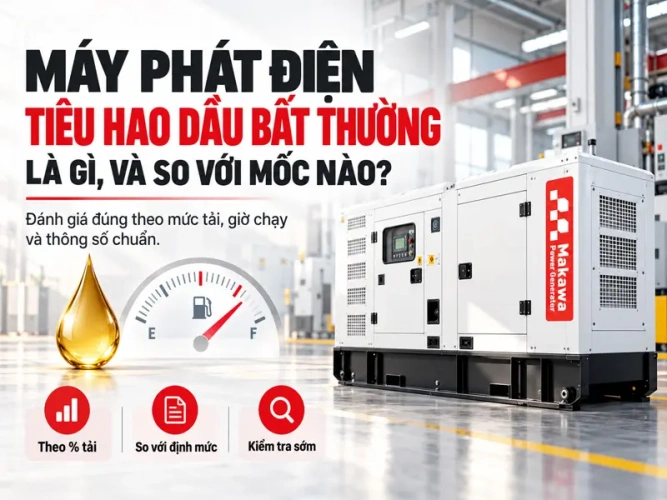 Máy phát điện tiêu hao dầu bất thường là gì, và so với mốc nào?