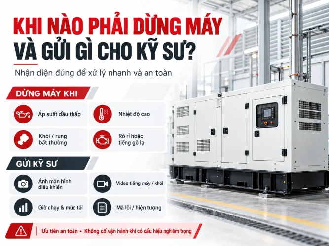 Khi nào phải dừng máy và gửi gì cho kỹ sư?