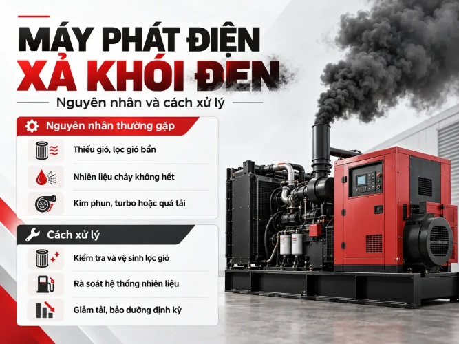 Máy phát điện xả khói đen: nguyên nhân và cách xử lý Máy phát điện xả khói đen: nguyên nhân và cách xử lý