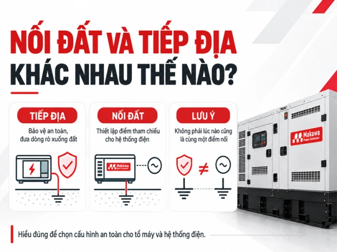Nối đất và tiếp địa máy phát điện khác nhau thế nào?